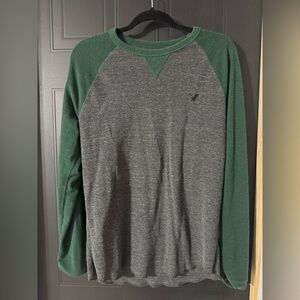 American Eagle Outfitters Green and Gray Long Sleeve Tee